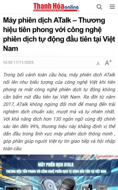 Máy Phiên Dịch ATalk - Thương Hiệu Tiên Phong Với Công Nghệ Dịch Tự Động