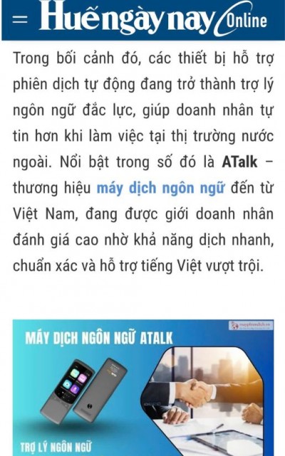 Máy Phiên Dịch ATalk - Trợ Lý Ngôn Ngữ Cho Doanh Nhân Công Tác Quốc Tế