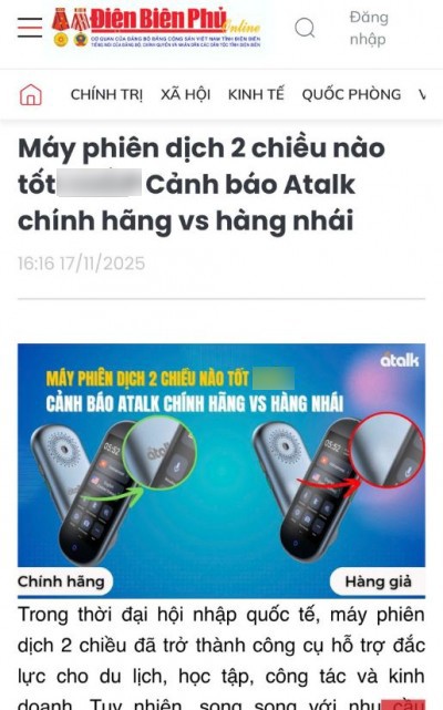 Máy Phiên Dịch Cầm Tay Nào Tốt? Cảnh Báo Sản Phẩm ATalk Chính Hãng Và Hàng Nhái