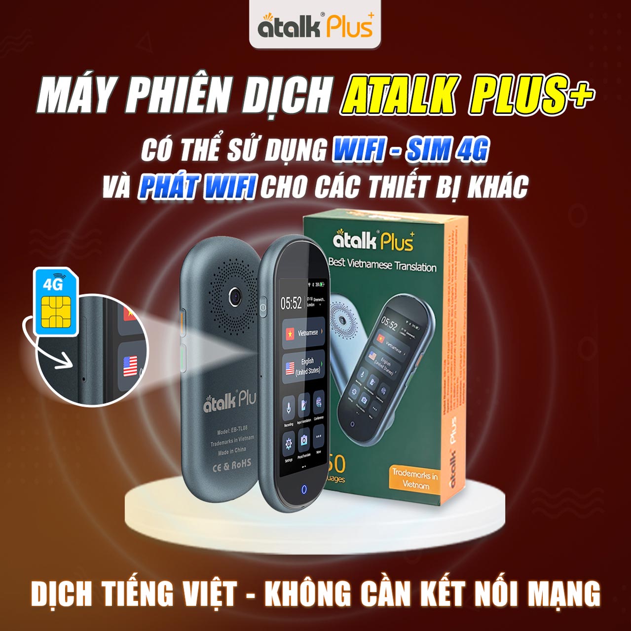 ATalk Plus+ Hỗ Trợ Dịch Tiếng Việt Không Cần Kết Nối Mạng