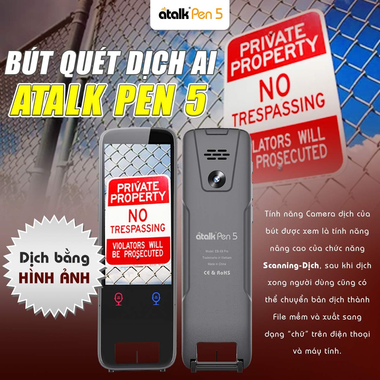 Bút Quét Dịch ATalk Pen 5 Hỗ Trợ Dịch Hình Ảnh Qua Camera