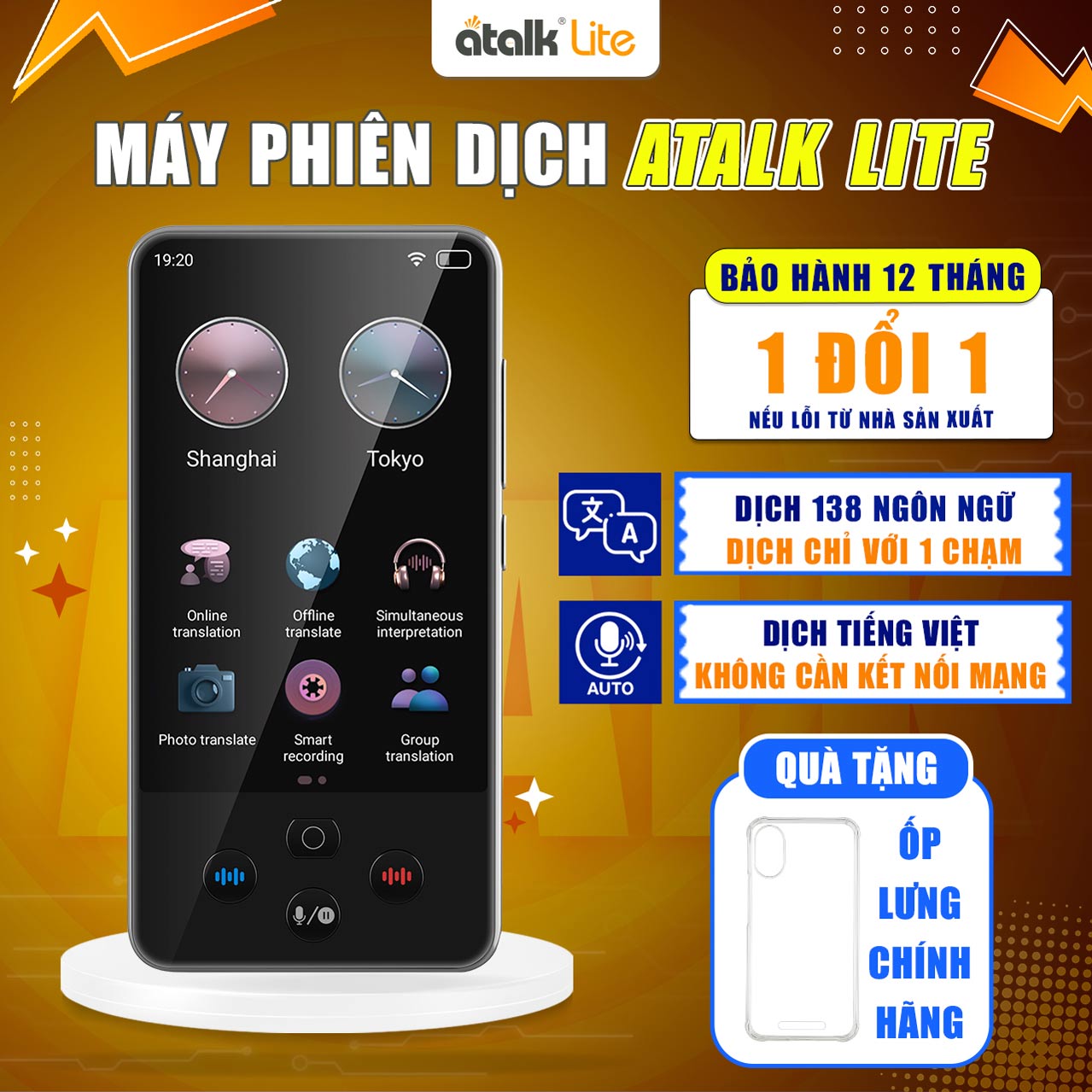 ATalk Lite - Máy Phiên Dịch Không Cần Kết Nối Mạng - Nhỏ Gọn - Tiết Kiệm