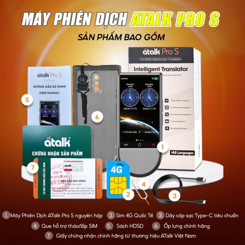 Bên Trong Hộp Máy Phiên Dịch Ngôn Ngữ ATalk Pro S Gồm Những Gì