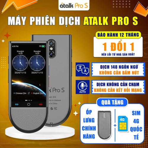 Máy Phiên Dịch ATalk Pro S | Dịch Tự Động 148 Ngôn Ngữ - Không Cần Bấm Nút - Không Cần Chạm
